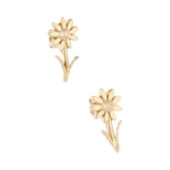 Nacional Monte de Piedad Broqueles diseño especial motivo floral en oro amarillo 14 kilates. oferta