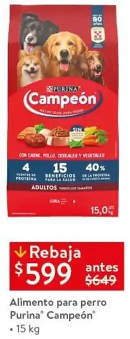 Walmart Alimento para Perro Purina Campeón 15kg oferta