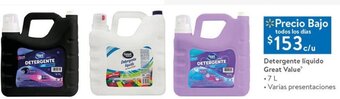 Walmart Detergente Líquido Great Value 7L oferta