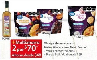 Walmart Vinagre de Manzana o Harina Gluten-Free Great Value oferta