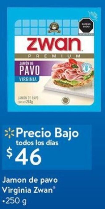 Walmart Jamon de Pavo Virginia Zwan 250g oferta