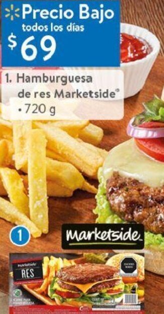 Walmart Hamburguesa de Res Marketside 720g oferta