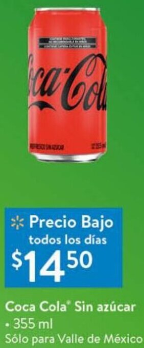 Walmart Coca Cola Sin Azúcar 355ml oferta