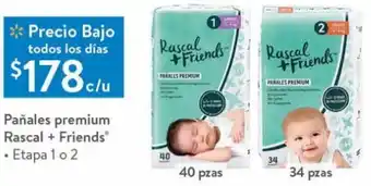 Walmart Pañales Premium Rascal+Friends Etapa 1 o 2 oferta