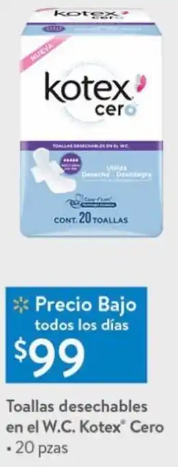 Toallas Desechables en el W.C. Kotex Cero 2 pzas