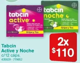 Farmacias Benavides Tabcin Active y Noche c/12 Cáps oferta