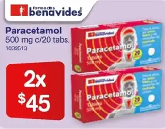 Farmacias Benavides Paracetamol 500mg c/20 Tabs oferta