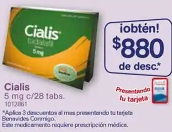 Farmacias Benavides Cialis 5mg c/28 Tabs oferta