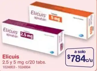 Farmacias Benavides Elicuis 2,5 y 5mg c/20 Tabs oferta