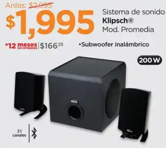 Chedraui Sistema de Sonido Klipsch 200W oferta