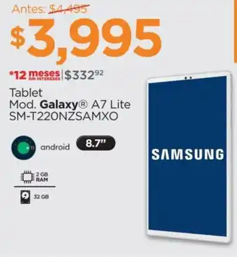 Chedraui Tablet Galaxy A7 Lite 8,7" oferta