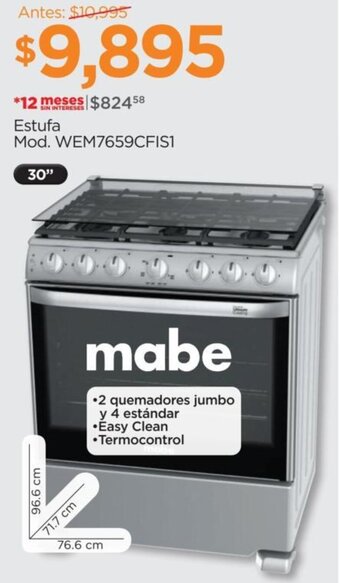 Chedraui Mabe Estufa 30" oferta