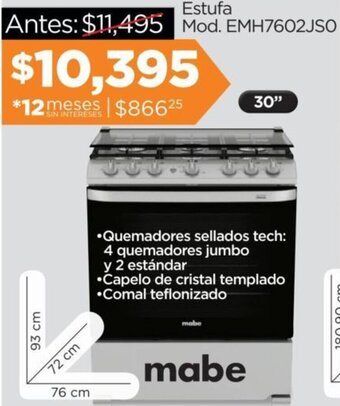Chedraui Mabe Estufa 30" oferta