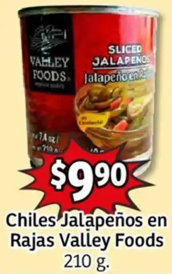 Soriana Mercado Chiles Jalapeños En Rajas Valley Foods 210g oferta