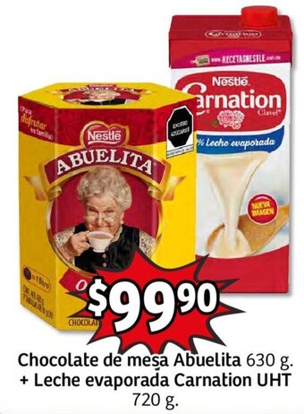 Chocolate de Mesa Abuelita 630g + Leche Evaporada Carnation UHT 720g