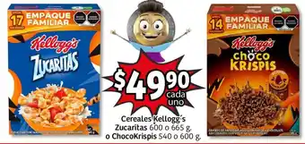 Soriana Mercado Cereales Kellogg's Zucaritas 600 o 665g o Chocokrispis 540 o 600g oferta