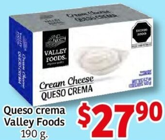 Soriana Mercado Queso Crema Valley Foods 190g oferta