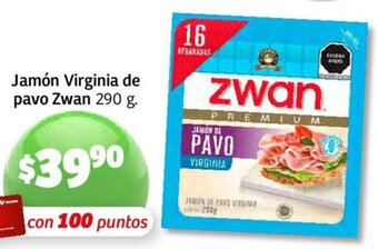 Soriana Mercado Jamón Virginia de Pavo Zwan 290g oferta