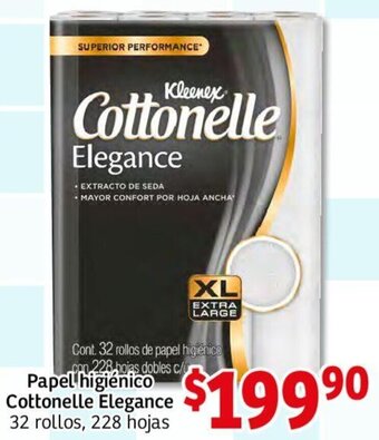 Papel Higiénico Cottonelle Elegance 32 Rollos, 228 Hojas