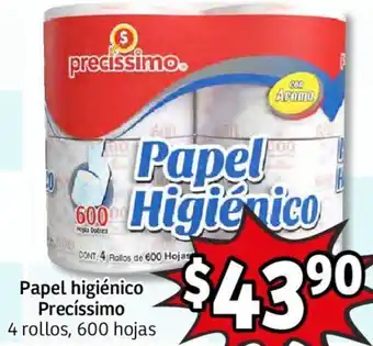 Soriana Mercado Papel Higiénico Precíssimo 4 Roolos 600 Hojas oferta