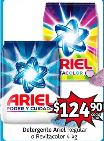 Soriana Mercado Detergente Ariel Regular o Revitacolor 4kg oferta