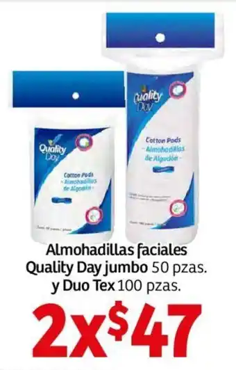 Soriana Mercado Almohadillas Faciales Quality Day Jumbo 50 pzas y Dou Tex 100 pzas x 2 oferta