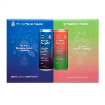 Sam's Club Agua gasificada water people variedad de sabores 16 pzas de 355 ml oferta