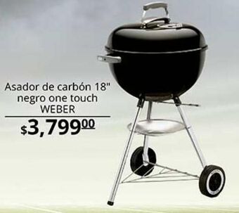 Asador de carbón 18" negro one touch weber
