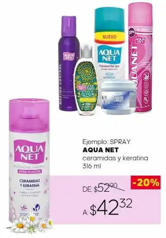 Spray para cabello aqua net ceramidas y keratina 315ml