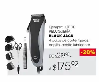 Kit de peluquería black jack 4 guias de corte, tijeras, cepillo