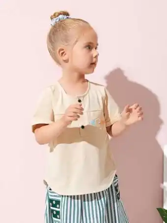 Shein blusas para niña pequeña bolsillo frutas y verduras casual