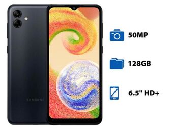 Smartphone samsung galaxy a04: procesador octa-core (hasta 2.3 ghz), memoria ram de 4gb, almacenamiento de 128gb, pantalla