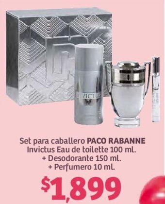 Set para Caballero Paco Rabanne Invictus Eau de Toilette 100ml + Desodorante 150ml + Perfumero 10ml