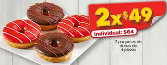Bodega Aurrerá 2 Paquetes de Donas de 4 piezas oferta