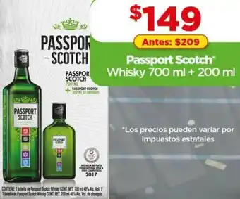 Bodega Aurrerá Passport Scotch Whisky 700ml + 20ml oferta