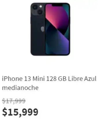 Elektra iPhone 13 Mini 128GB Libre Azul Medianoche oferta