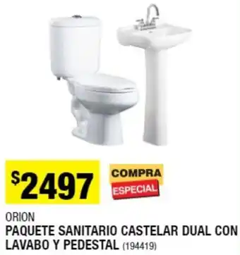 The Home Depot Orion Paquete Sanitario Castelar Dual con Lavabo y Pedestal oferta
