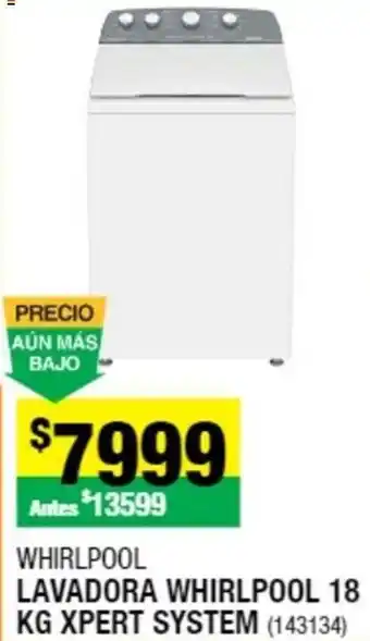 The Home Depot Whirlpool Lavadora 18kg Xpert System oferta