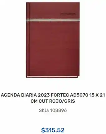 Agenda Diaria 2023 Fortec AD5070 15 x 21cm CUut Rojo/Gris