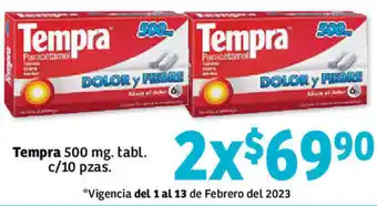Tempra 500mg Tabl c/10pzas
