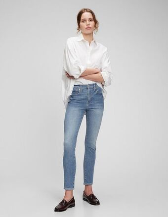 GAP Jeans skinny lavado claro corte cintura alta para mujer oferta