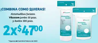 Soriana Híper Almohadillas Faciales Vitascom Jumbo 50pzas y Duotex 100pzas oferta