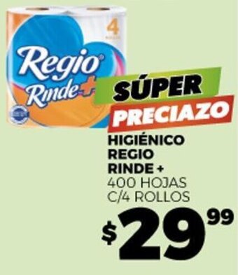 Merco Higiénico Regio Rinde+ 400 hojas c/4 rollos oferta