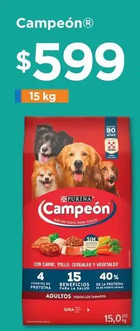 Chedraui Alimento para perros campeón 15kg oferta