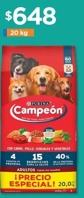 Chedraui Alimento para perros campeón 20kg oferta
