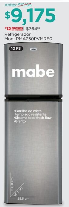 Chedraui Refrigerador mabe oferta