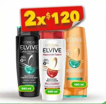 Bodega Aurrerá Shampoo o acondicionador elvive 680ml x 2 oferta