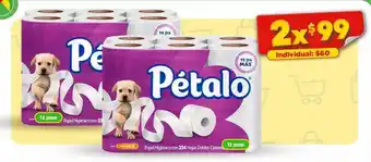 Bodega Aurrerá Papel higiénico pétalo 234hd 12 rollos x 2und oferta