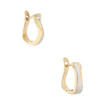 Nacional Monte de Piedad Aretes diseño especial con circonias en oro amarillo 14 kilates. oferta