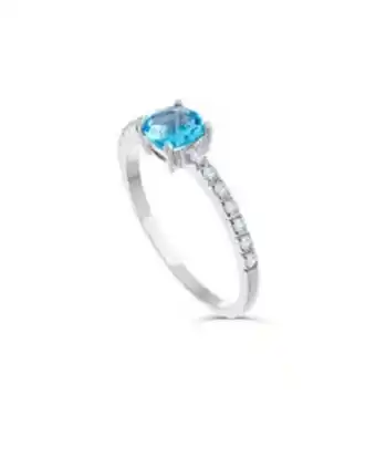 Joyerías Bizzarro Anillo de oro blanco 14k con 15pts de diamante y blue top (vs1-vs2) (g-h) oferta